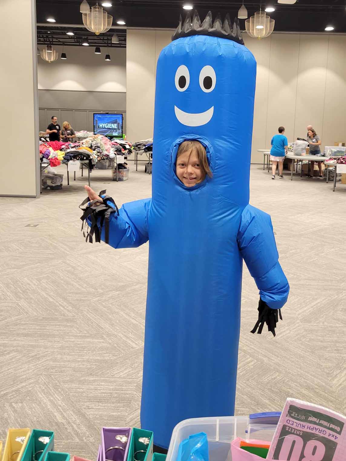 Ali in Inflatable Crayon Costume